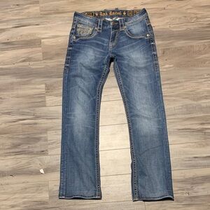 Rock Revival Denim Jeans with Faded Blue